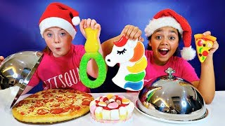 REAL FOOD VS GUMMY FOOD CHALLENGE Christmas Edition [upl. by Notsle516]