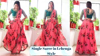 How to wear Single Saree in Lehenga Style 2022 [upl. by Gnouc]