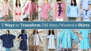 DIY  7 WAYS TO TRANSFORM OLD MENWOMENS SHIRTS  Refashion [upl. by Nilpik334]