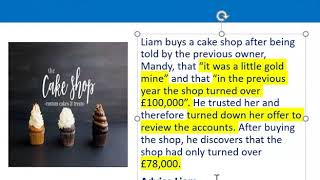 How to apply misrepresentation Liam cupcake scenario [upl. by Ardyce]