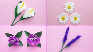 DIY  4 FLORES de papel  FLORES fáciles de hacer  Paper FLOWERS  Muy Lindas  Para Decorar 🎉😍 [upl. by Lobiv510]