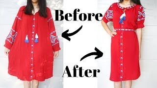 Refashion DIY Simple and Easy Dress Upcycle  Sewing Tutorial [upl. by Inaluiak77]