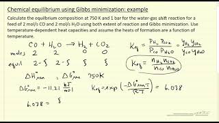 Chemical Equilibrium Using Gibbs Minimization Example [upl. by Rebe]