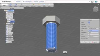 Autodesk Fusion 360 tutorial screw with threads [upl. by Aztiray]