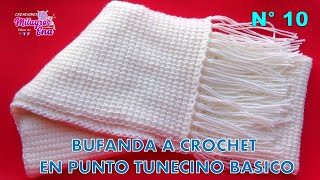 Como tejer la Bufanda N° 10 o chalina UNISEX a crochet o ganchillo en Punto Tunecino FÁCIL Y RÁPIDO [upl. by Othilie]