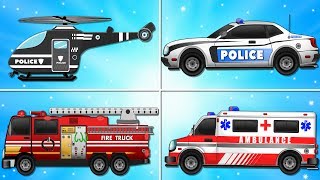 Fire Truck Police Car Emergency Vehicles and Ambulance Garage Car for Kids [upl. by Krakow374]