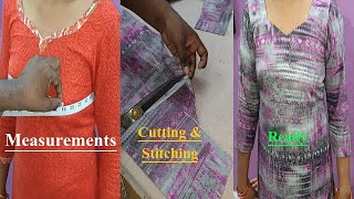 Simple Kameez Measurements Cutting and Stitching Full Tutorials [upl. by Han]