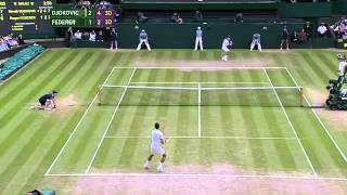 Djokovic v Federer sensational rally  Wimbledon 2014 [upl. by Enrobso945]