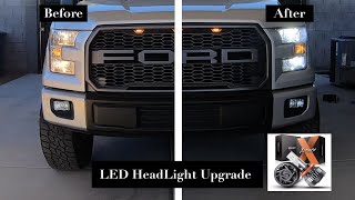 2016 Ford F150 LED HeadLight Bulb Conversion Before amp After [upl. by Yoj362]