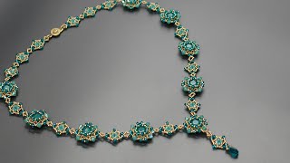 How to Bezel 8mm Chatons amp Bead a Necklace with Seed Beads and Bicones 8mmchatons beadedjewelry [upl. by Nowed]