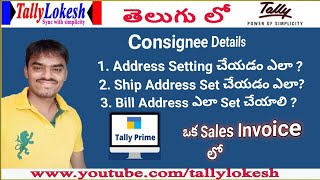 Consignee Address Ship to  Bill to Setting in Tally Prime  By Lokesh [upl. by Elatnahs450]