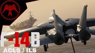 DCS F14 Tomcat Automatic carrier landing system and ILS Tutorial [upl. by Latoniah]