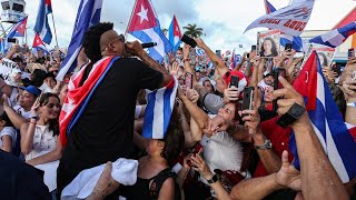 Gente de Zona perform Patria y Vida at Cuba protest rally in Miami [upl. by Dygall]