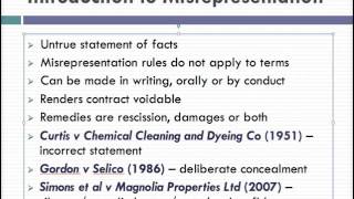 Misrepresentation Lecture 1 of 4 [upl. by Haseena]