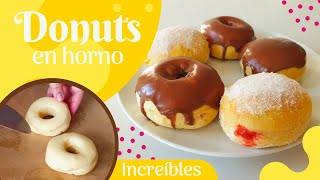 Como hacer DONUTS AL HORNO  Receta de DONAS HORNEADAS  GLASEADO DE CHOCOLATE  Berlines  Cookeri [upl. by Miculek]