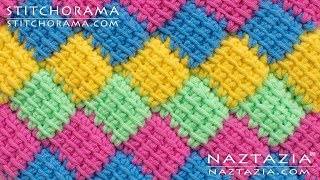 HOW to CROCHET ENTRELAC  Tunisian Interlaced Patchwork Diamonds Entrelec by Naztazia [upl. by Allister]