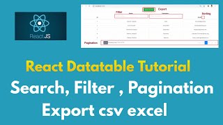 React Table  Search Filter Pagination Export  Hooks [upl. by Farl]