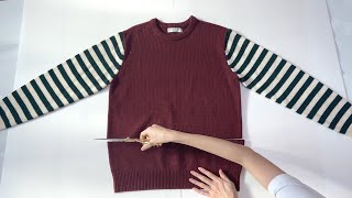 Refashion DIY 3 AWESOM IDEA from Old Sweater 🤩 UPCYCLE Sweaters [upl. by Grati]